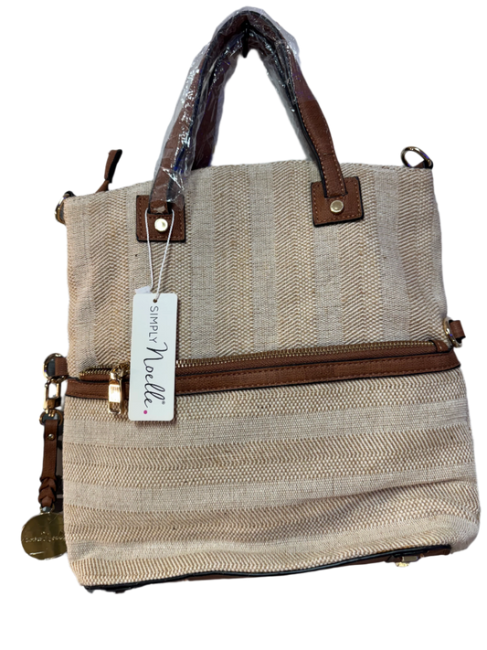 Simply Noelle - Tan Tweed and brown leather hand bag with shoulder strap - RELIC AND STITCH